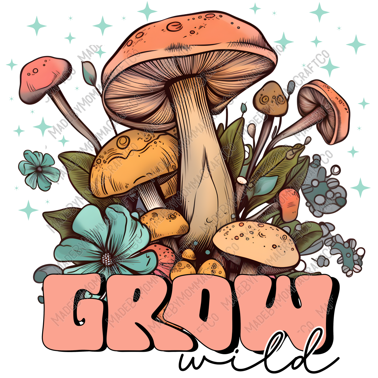 Grow Wild Mushroom - Cheat Clear Waterslide™ or White Cast Sticker