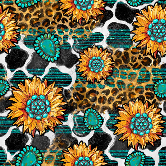 Gemstone Sunflower Leopard - Vinyl Or Waterslide Seamless Wrap