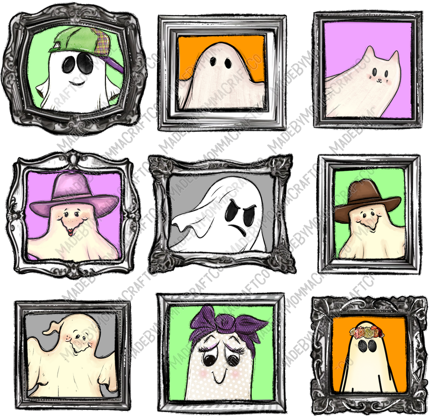 Ghost Family - Halloween - Cheat Clear Waterslide™ or White Cast Sticker