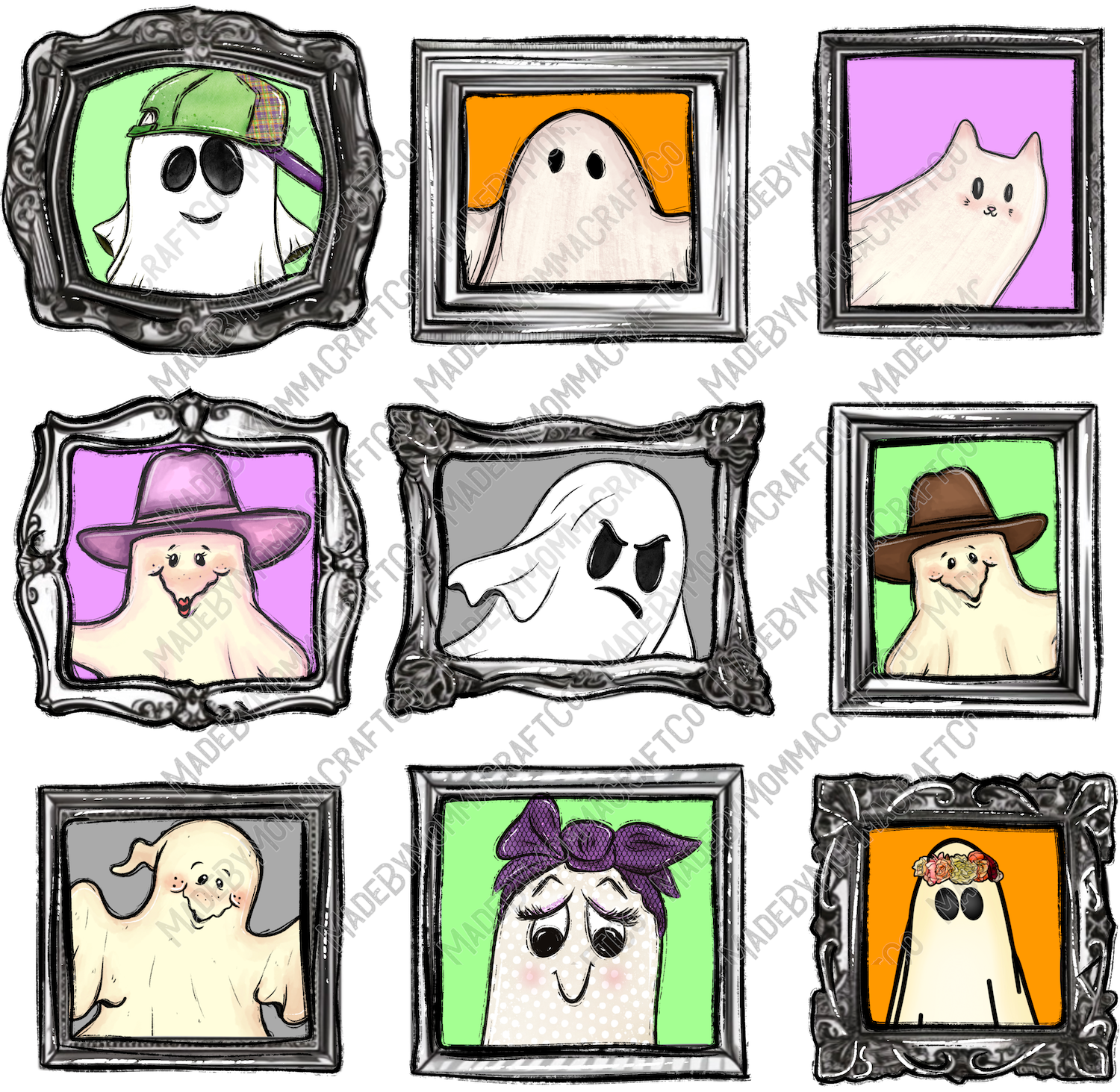 Ghost Family - Halloween - Cheat Clear Waterslide™ or White Cast Sticker
