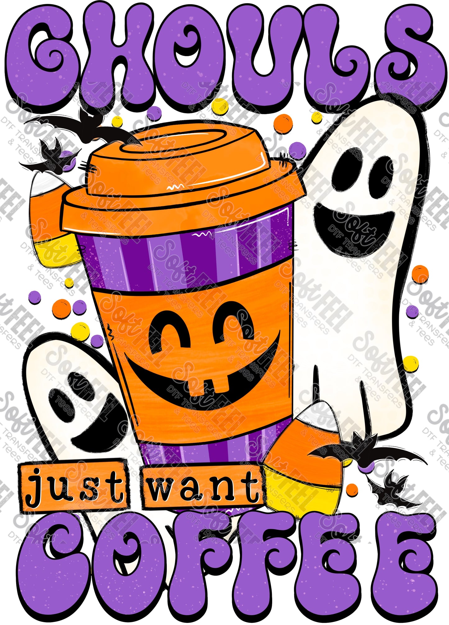 Ghouls Just Want Coffee - Halloween - Direct To Film Transfer / DTF - Heat Press Clothing Transfer