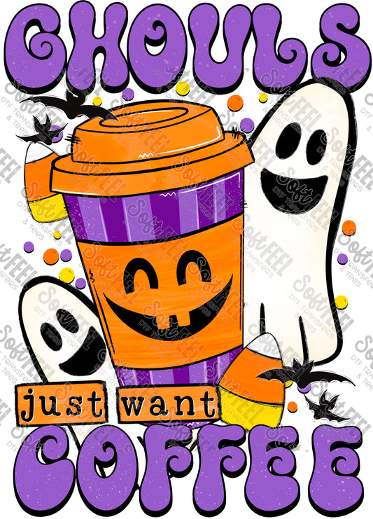 Ghouls Just Want Coffee - Halloween - Direct To Film Transfer / DTF - Heat Press Clothing Transfer