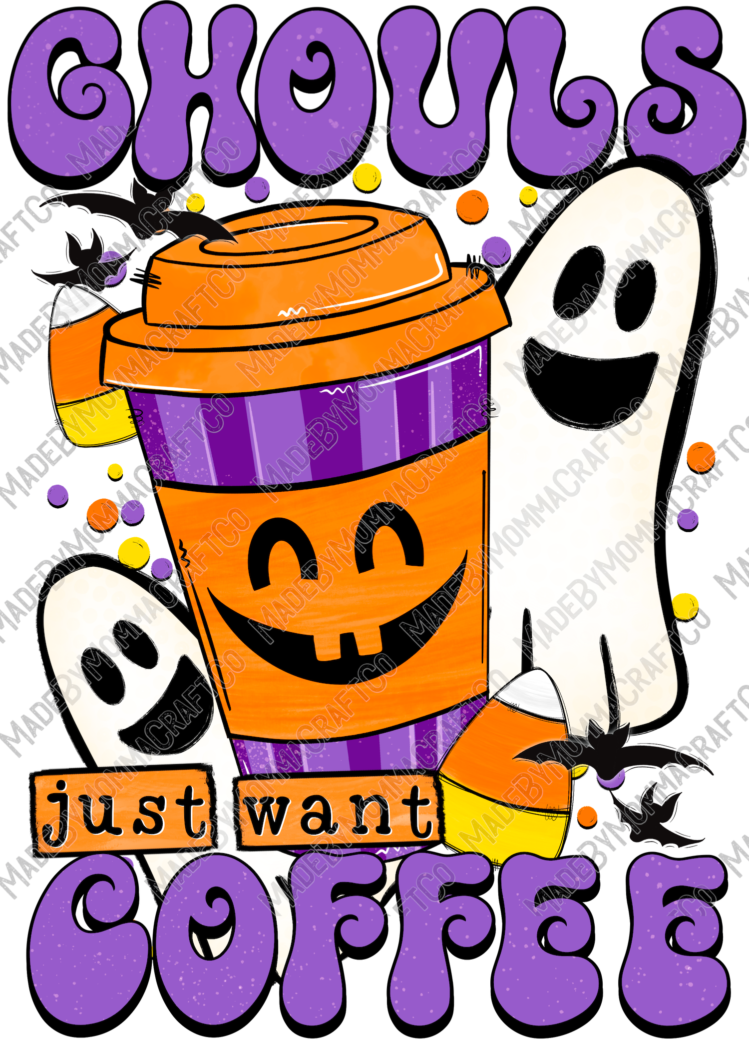 Ghouls Just Want Coffee Halloween- Cheat Clear Waterslide™ or White Cast Sticker