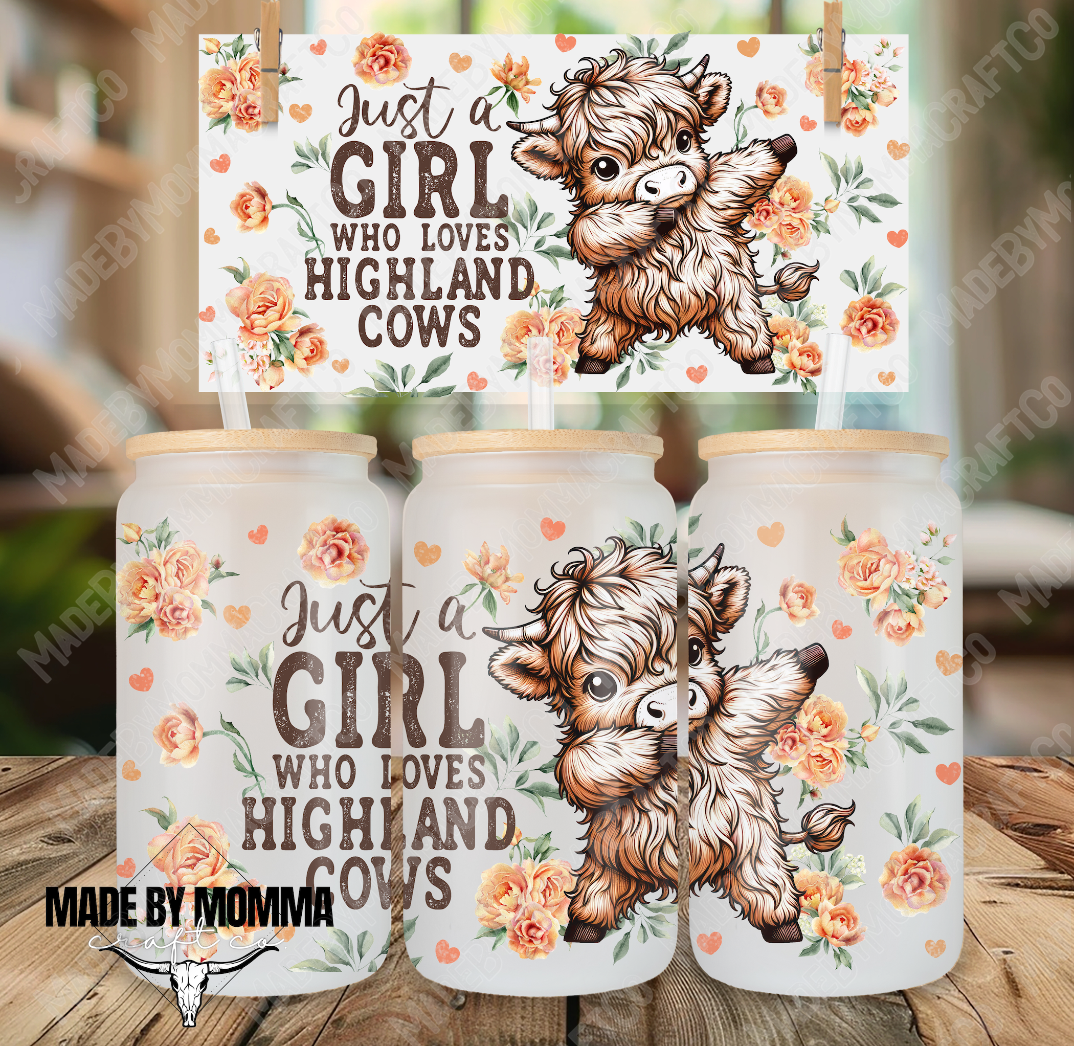 Girl Who Loves Highland Cows 16oz UV DTF or Sublimation Wrap