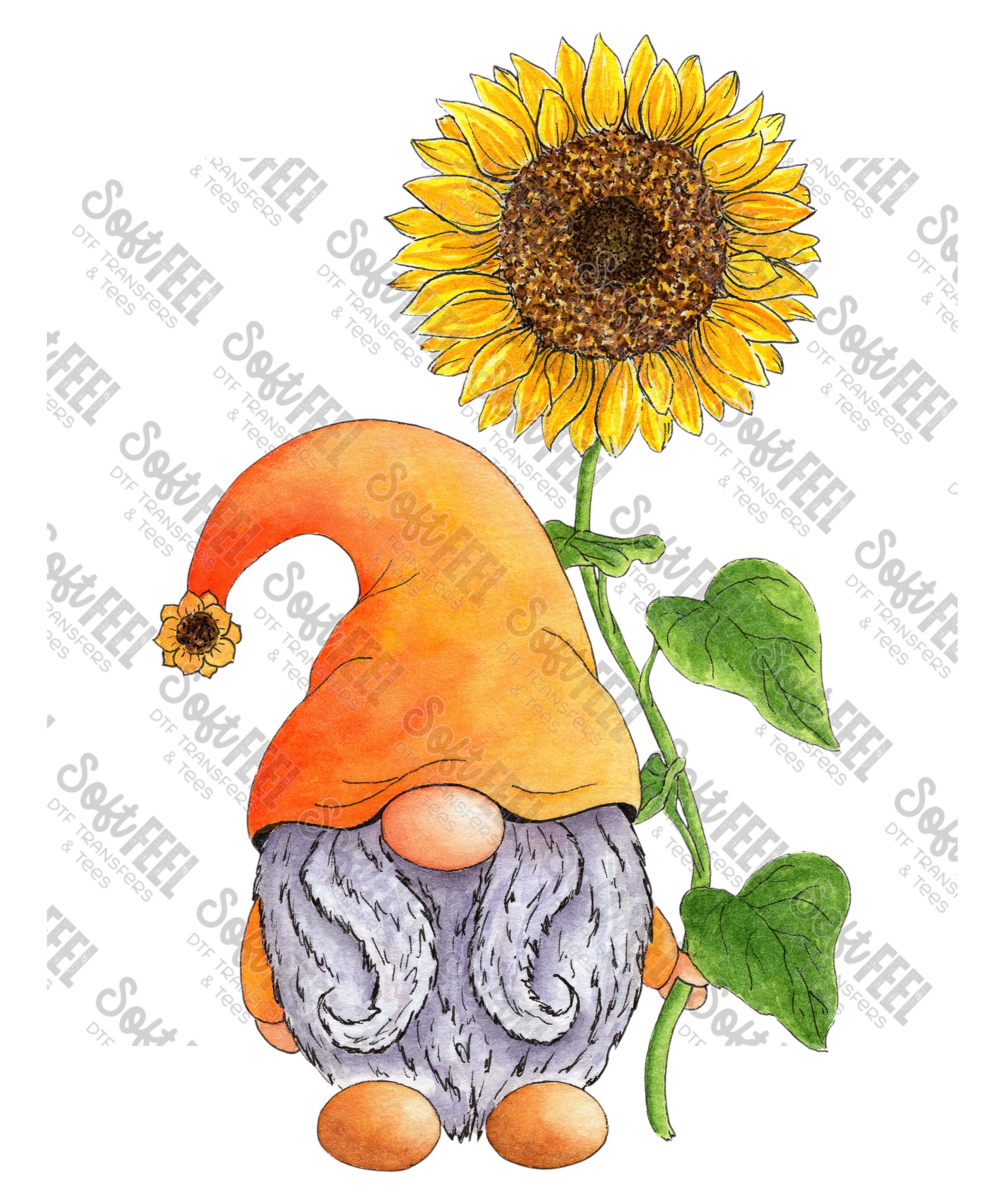 Gnome With Sunflower - Women&#39;s - Direct To Film Transfer / DTF - Heat Press Clothing Transfer
