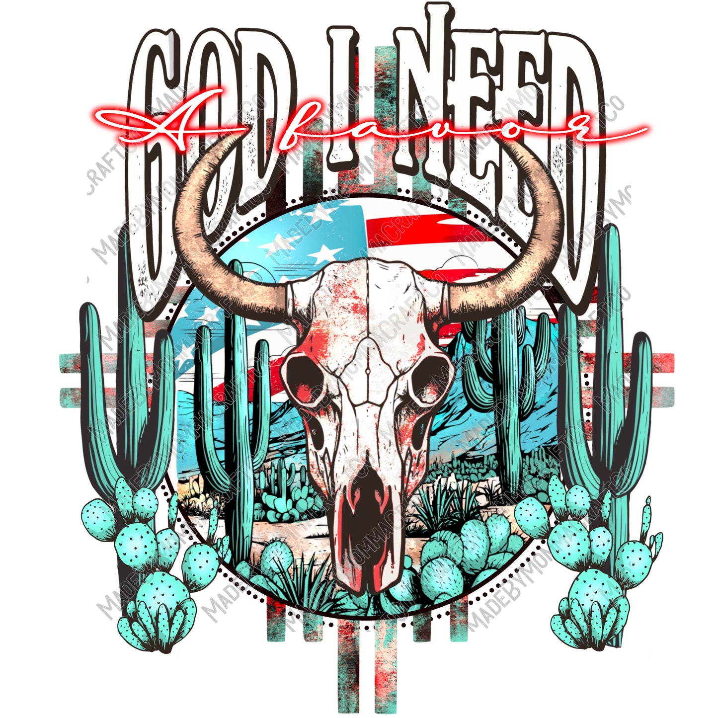 God I need a favor skull - Country Western - Cheat Clear Waterslide™ or White Cast Sticker