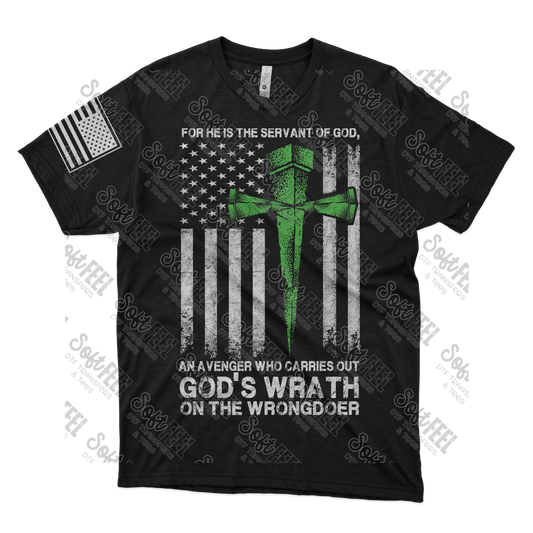 Gods Wrath Military - Men's / Patriotic - Direct To Film Transfer / DTF - Heat Press Clothing Transfer