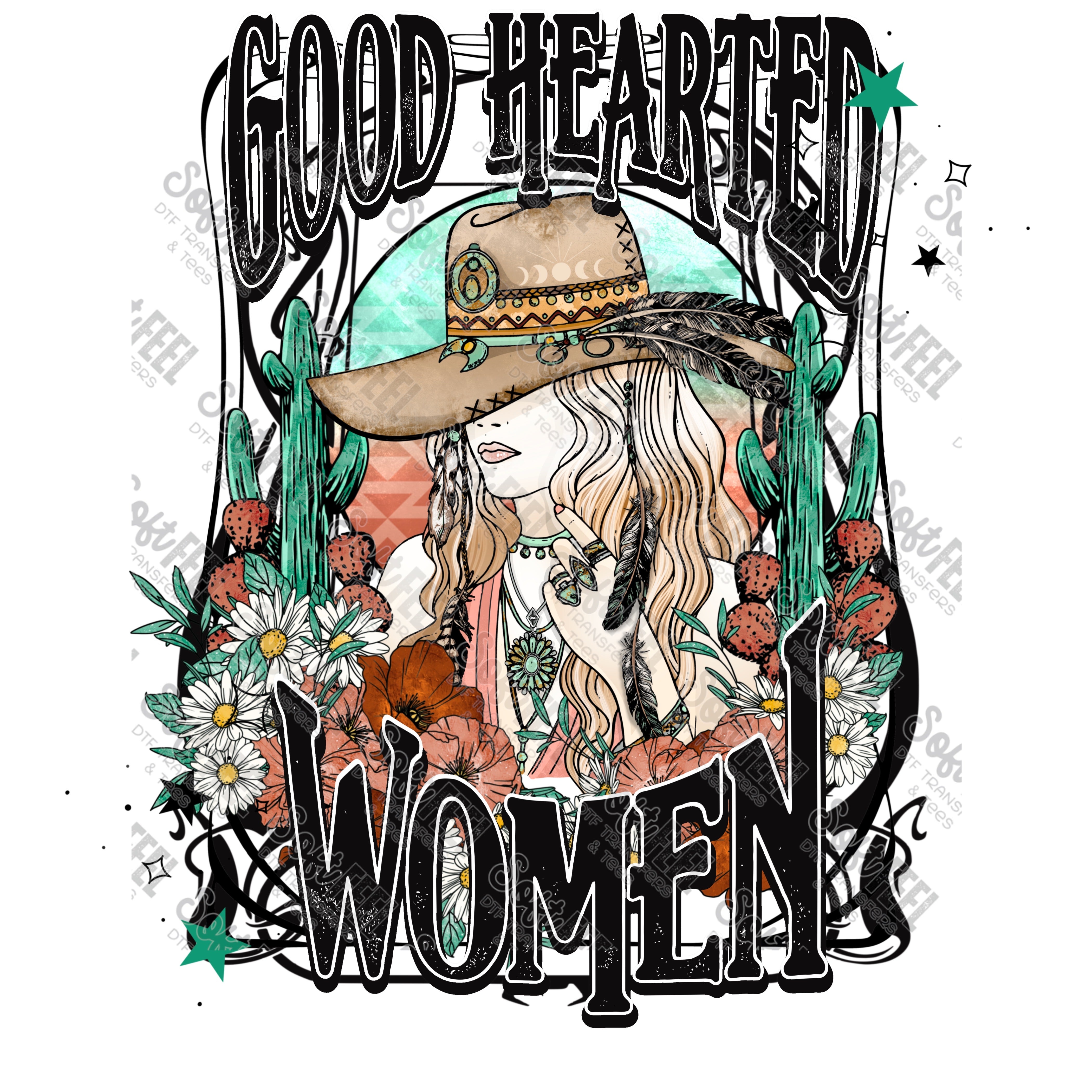 Good Hearted - Women&#39;s / Western - Direct To Film Transfer / DTF - Heat Press Clothing Transfer
