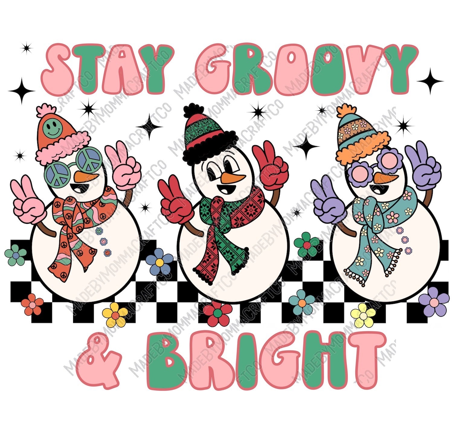Stay Groovy &amp; Bright - Retro Christmas - Cheat Clear Waterslide™ or White Cast Sticker
