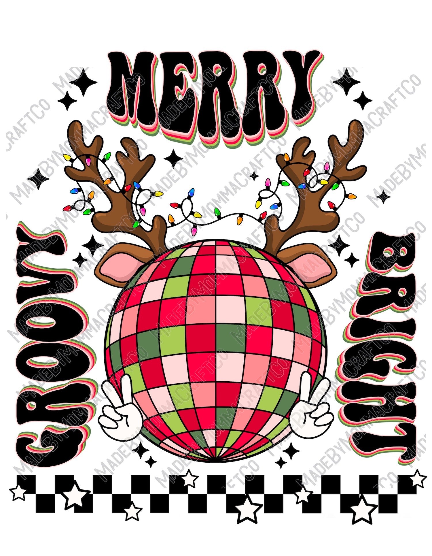 Groovy &amp; Bright - Retro Christmas - Cheat Clear Waterslide™ or White Cast Sticker