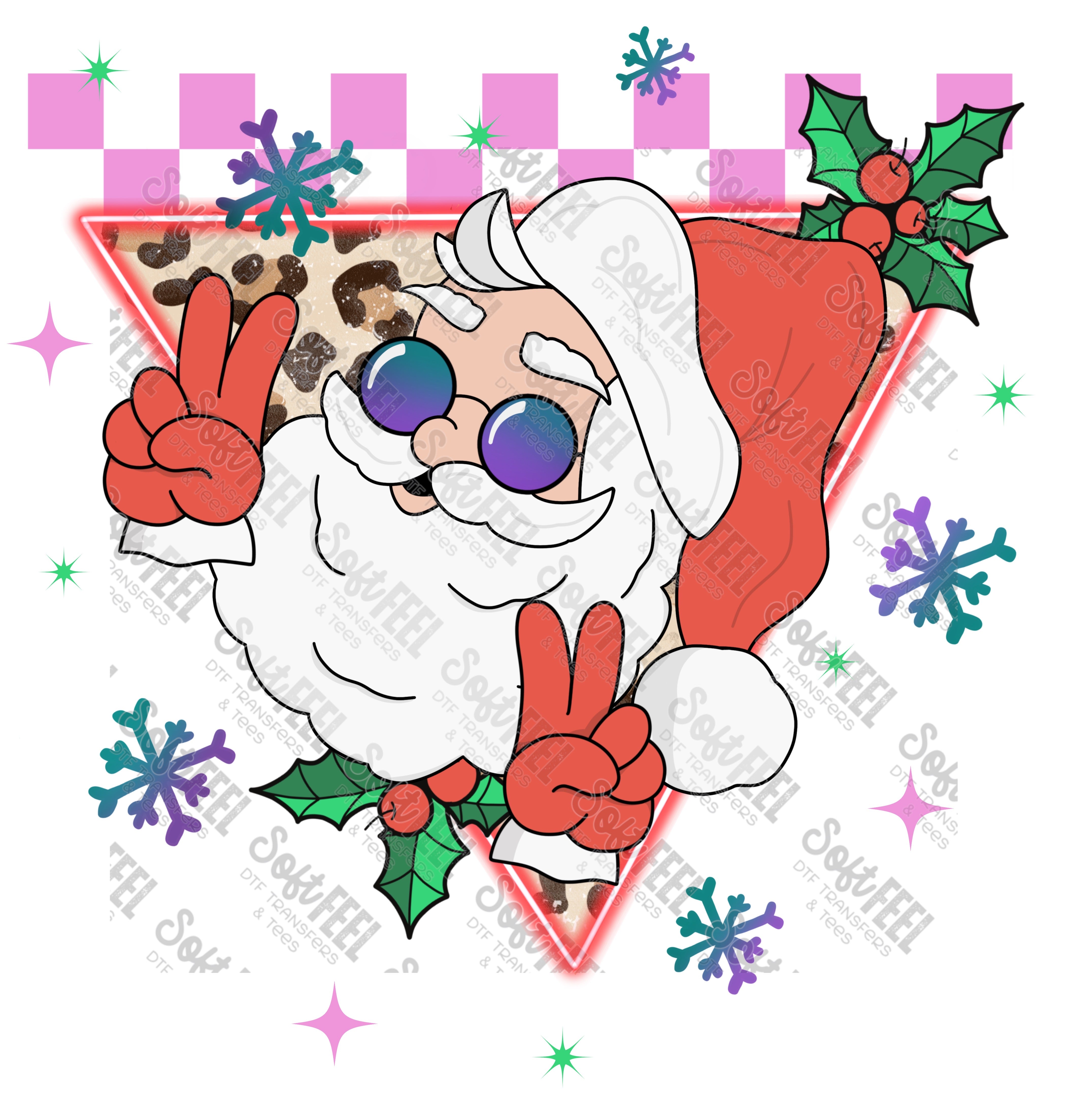 Groovy Santa 2 - Christmas / Retro / Women&#39;s / Youth - Direct To Film Transfer / DTF - Heat Press Clothing Transfer