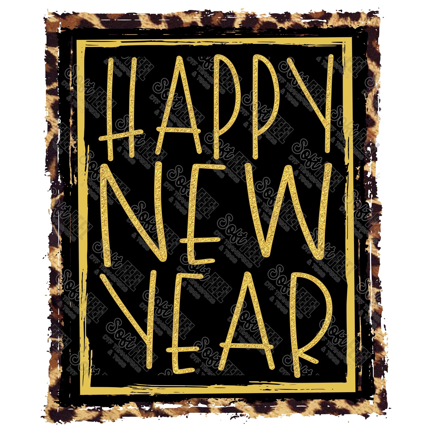 Happy New Year Leopard - Christmas / New Years - Direct To Film Transfer / DTF - Heat Press Clothing Transfer