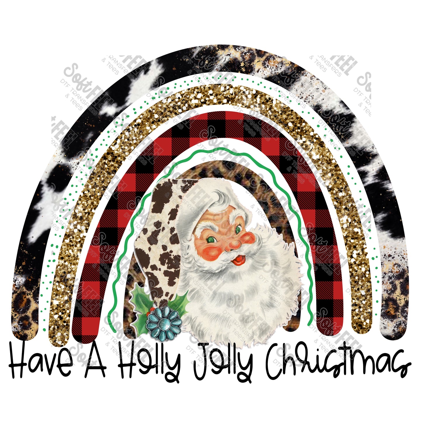 Have A Holly Jolly Christmas Rainbow - Christmas - Direct To Film Transfer / DTF - Heat Press Clothing Transfer