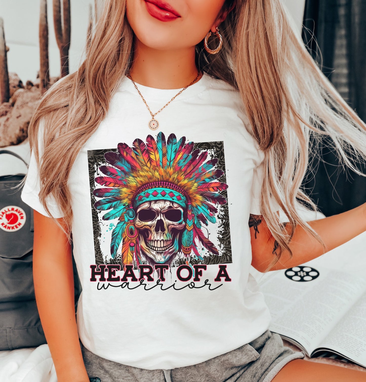 Heart Of A Warrior Skull - Hippie / Western - Direct To Film Transfer / DTF - Heat Press Clothing Transfer