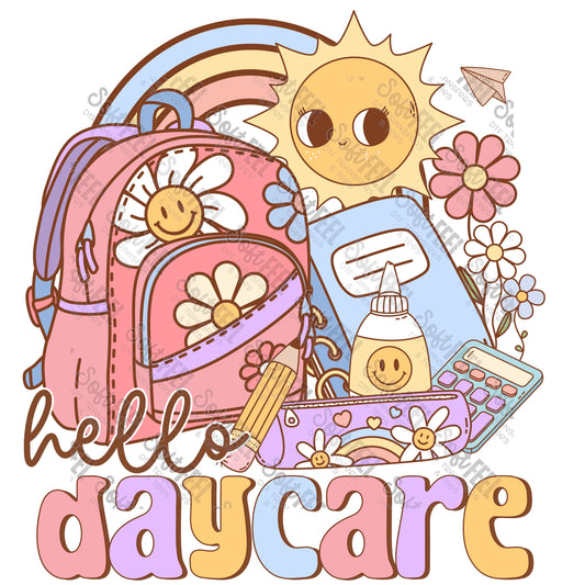 Hello Daycare - School and Teacher / Youth - Direct To Film Transfer / DTF - Heat Press Clothing Transfer