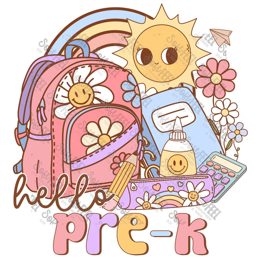 Hello PRE-K - School and Teacher / Youth - Direct To Film Transfer / DTF - Heat Press Clothing Transfer