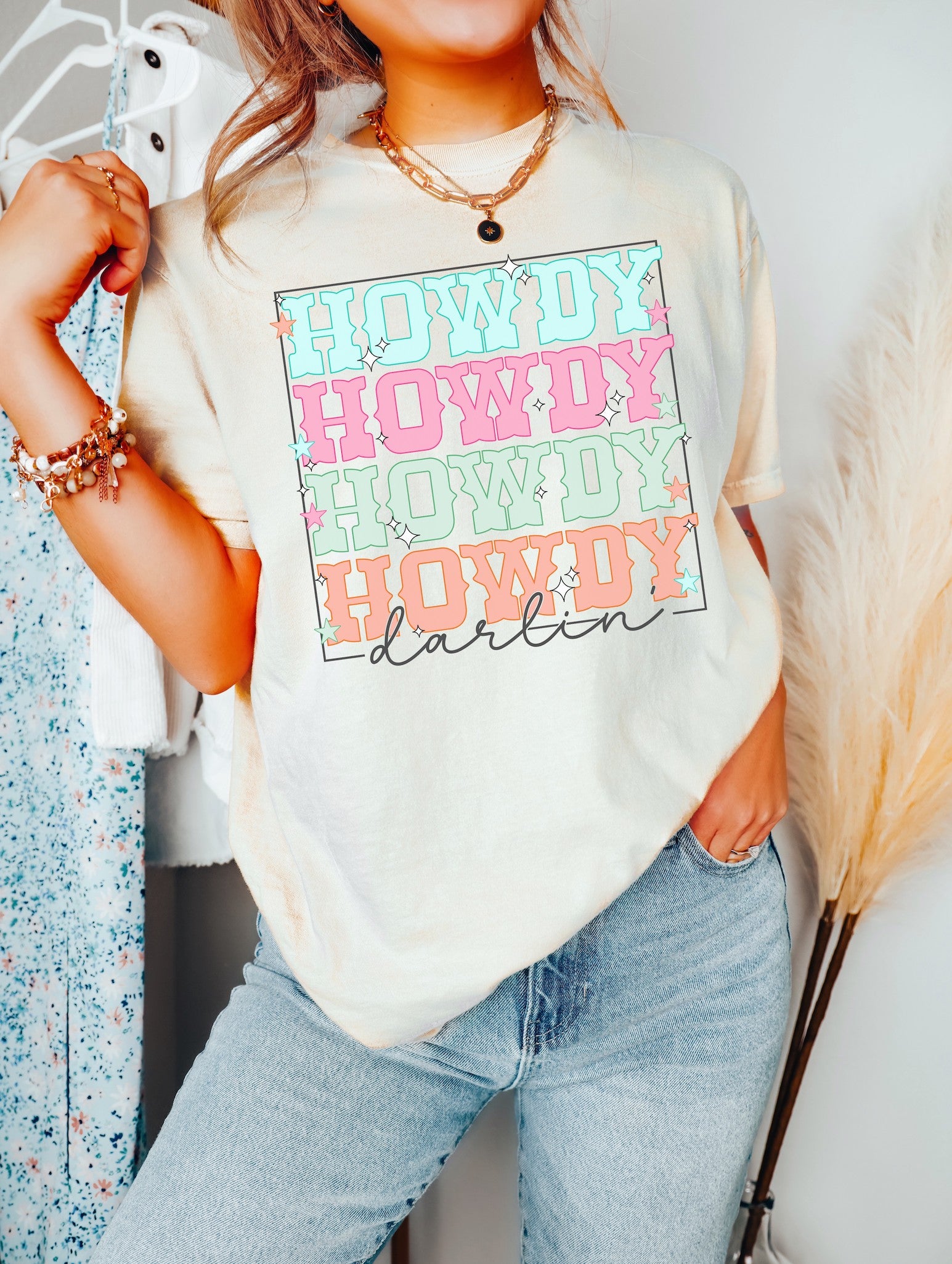 Howdy Darlin - Women&#39;s / Western - Direct To Film Transfer / DTF - Heat Press Clothing Transfer