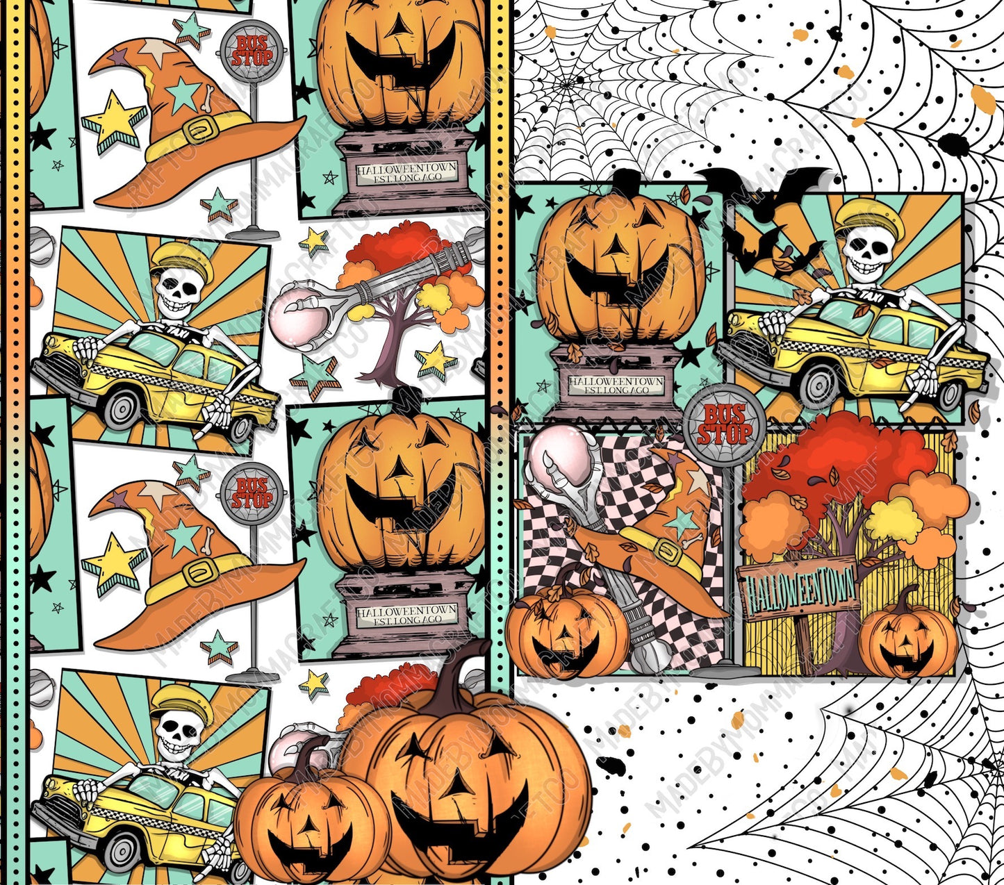 Halloween Skele - Halloween - Sublimation or Waterslide Wrap - 20oz and 30oz