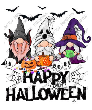 Happy Halloween Gnomes - Halloween - Cheat Clear Waterslide™ or White Cast Sticker