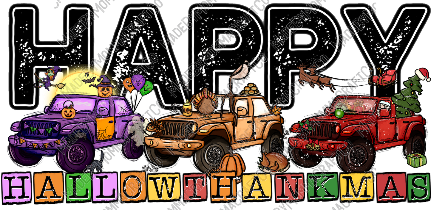 Happy Hallowthankmas Vehicles Halloween- Cheat Clear Waterslide™ or White Cast Sticker