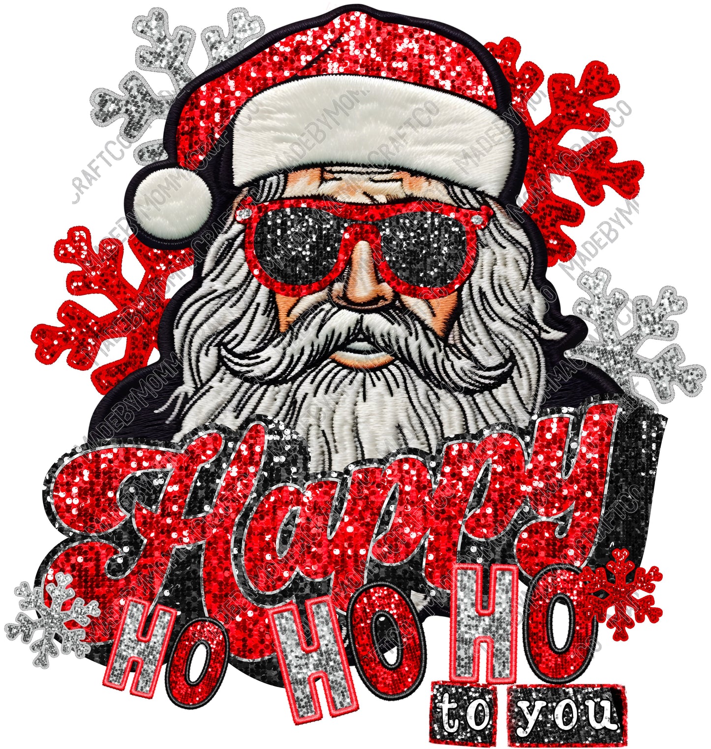 Happy Ho Ho Ho To You - Faux Embroidery / Christmas - Cheat Clear Waterslide™ or White Cast Sticker