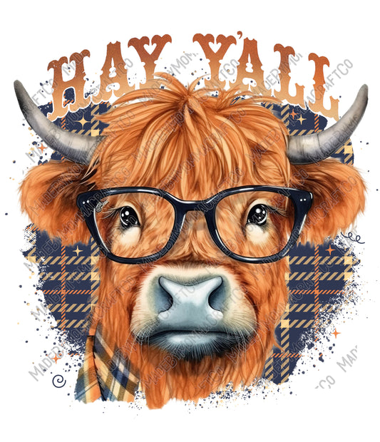 Hay Y'all Highland Cow - Cheat Clear Waterslide™ or White Cast Sticker