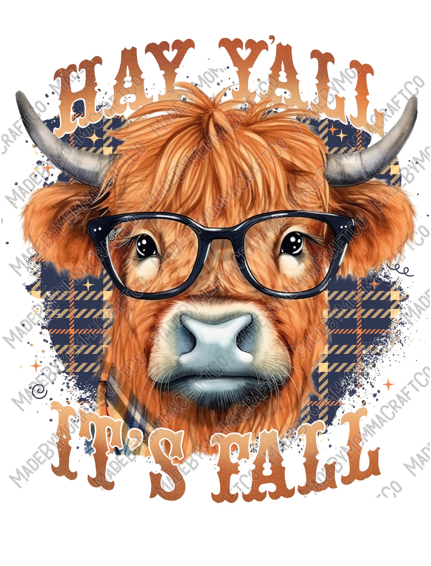 Hay Y'all It's Fall Highland Cow - Cheat Clear Waterslide™ or White Cast Sticker