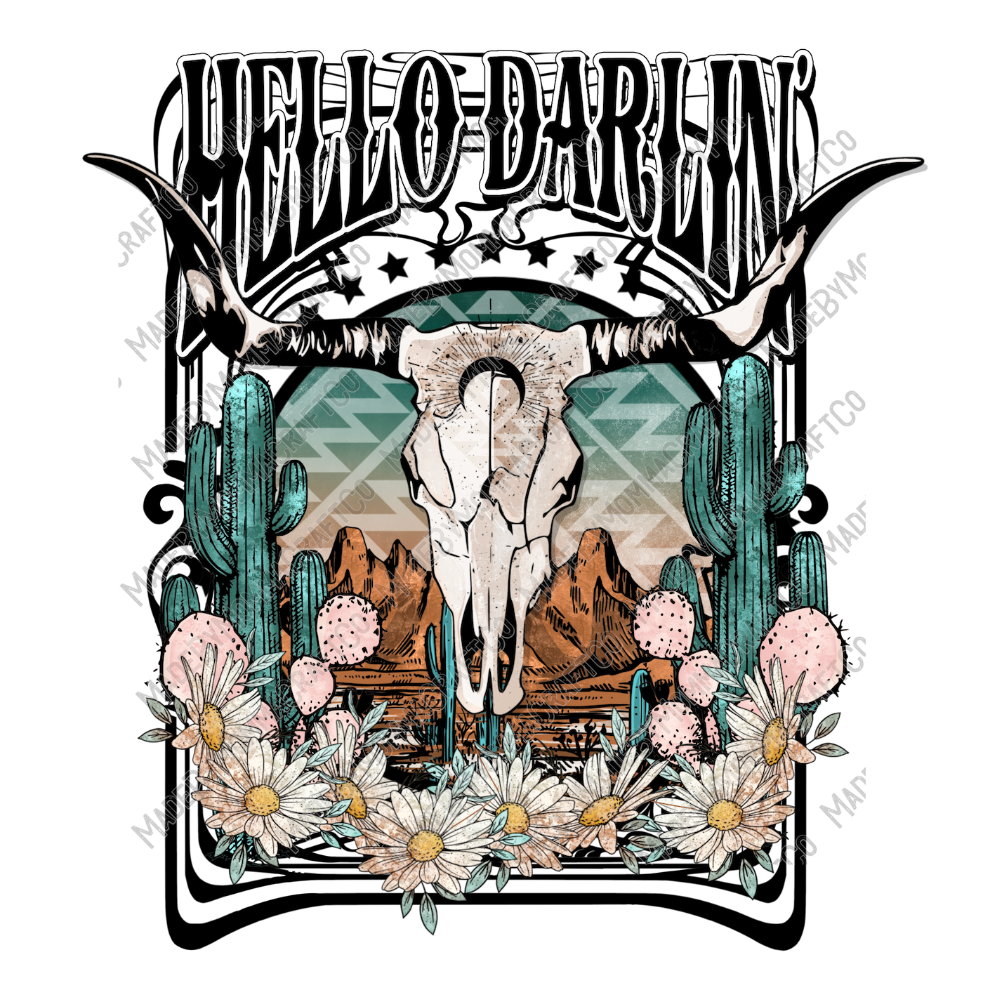 Hello Darlin Western - Cheat Clear Waterslide™ or White Cast Sticker