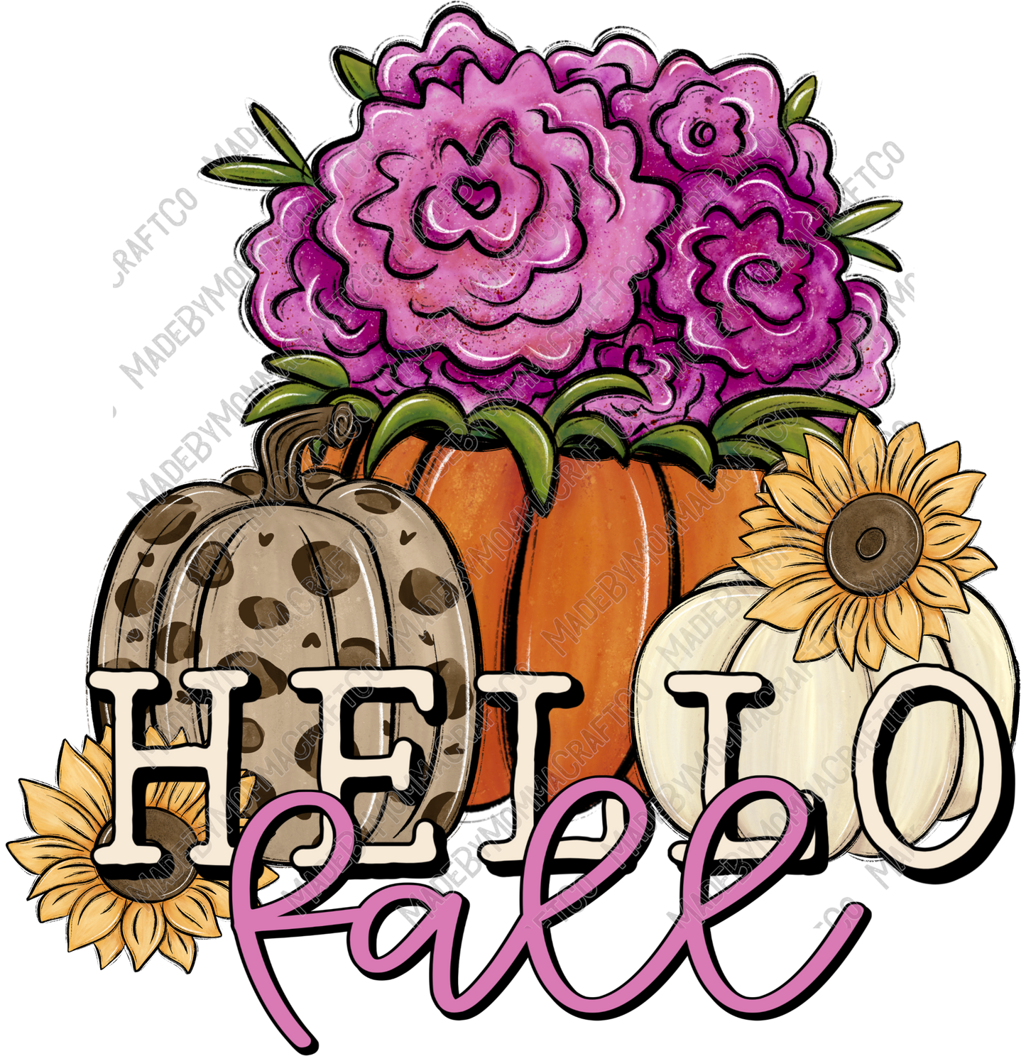 Hello Fall Pumpkins - Fall - Cheat Clear Waterslide™ or White Cast Sticker