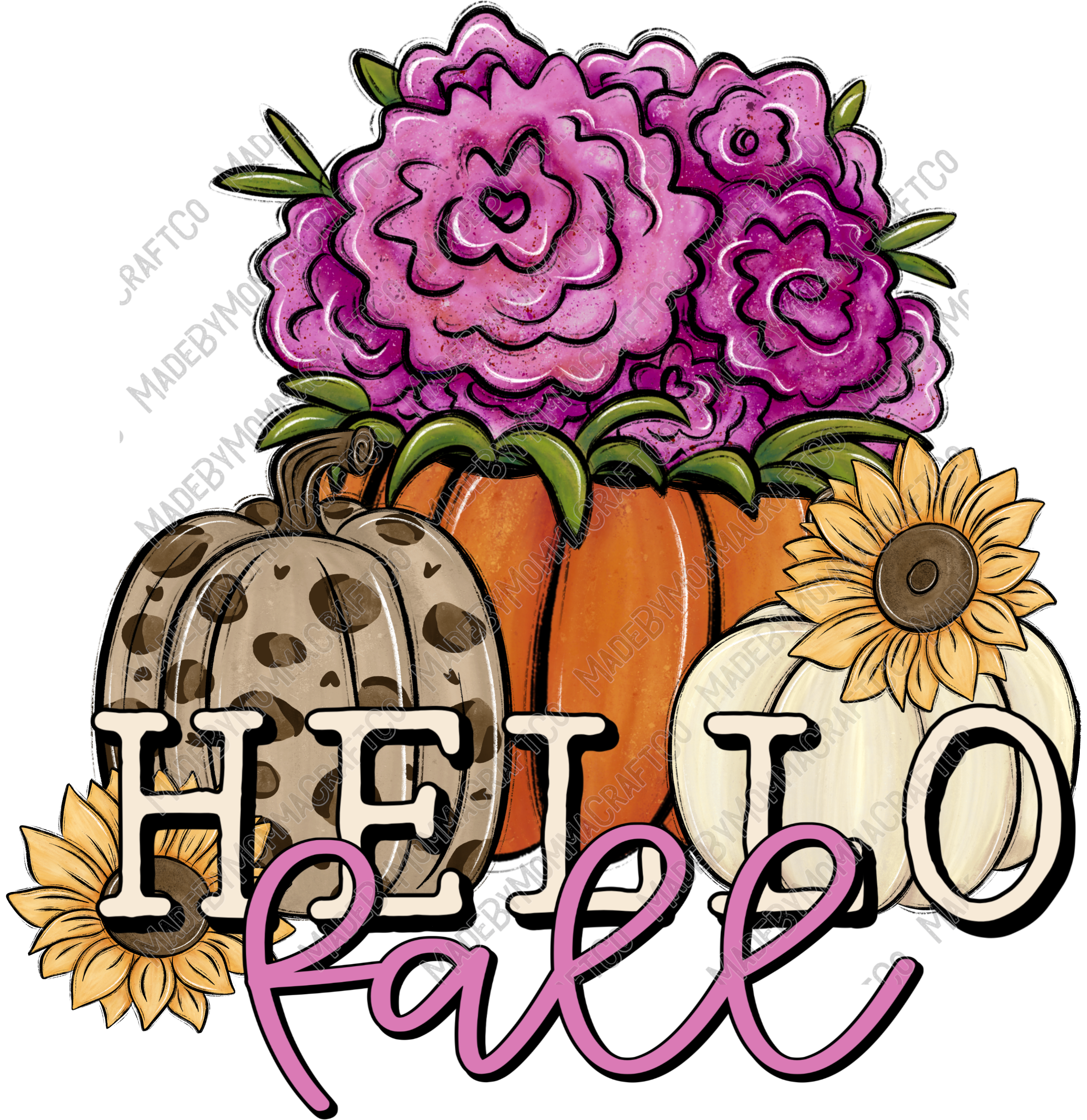 Hello Fall Pumpkins - Fall - Cheat Clear Waterslide™ or White Cast Sticker