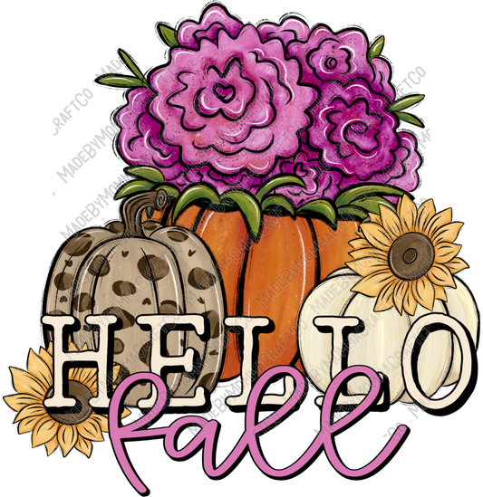 Hello Fall Pumpkins - Fall - Cheat Clear Waterslide™ or White Cast Sticker