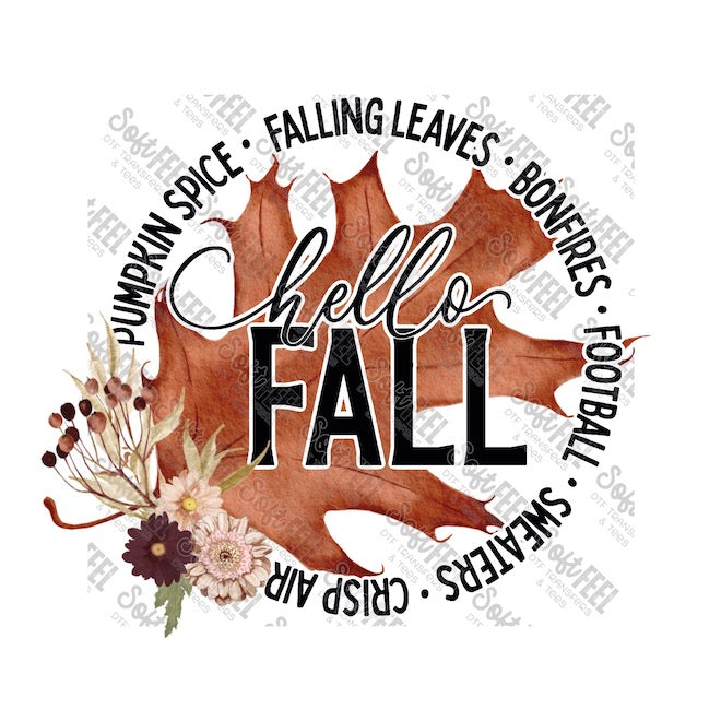 Hello Fall WORDS - Fall - Direct To Film Transfer / DTF - Heat Press Clothing Transfer