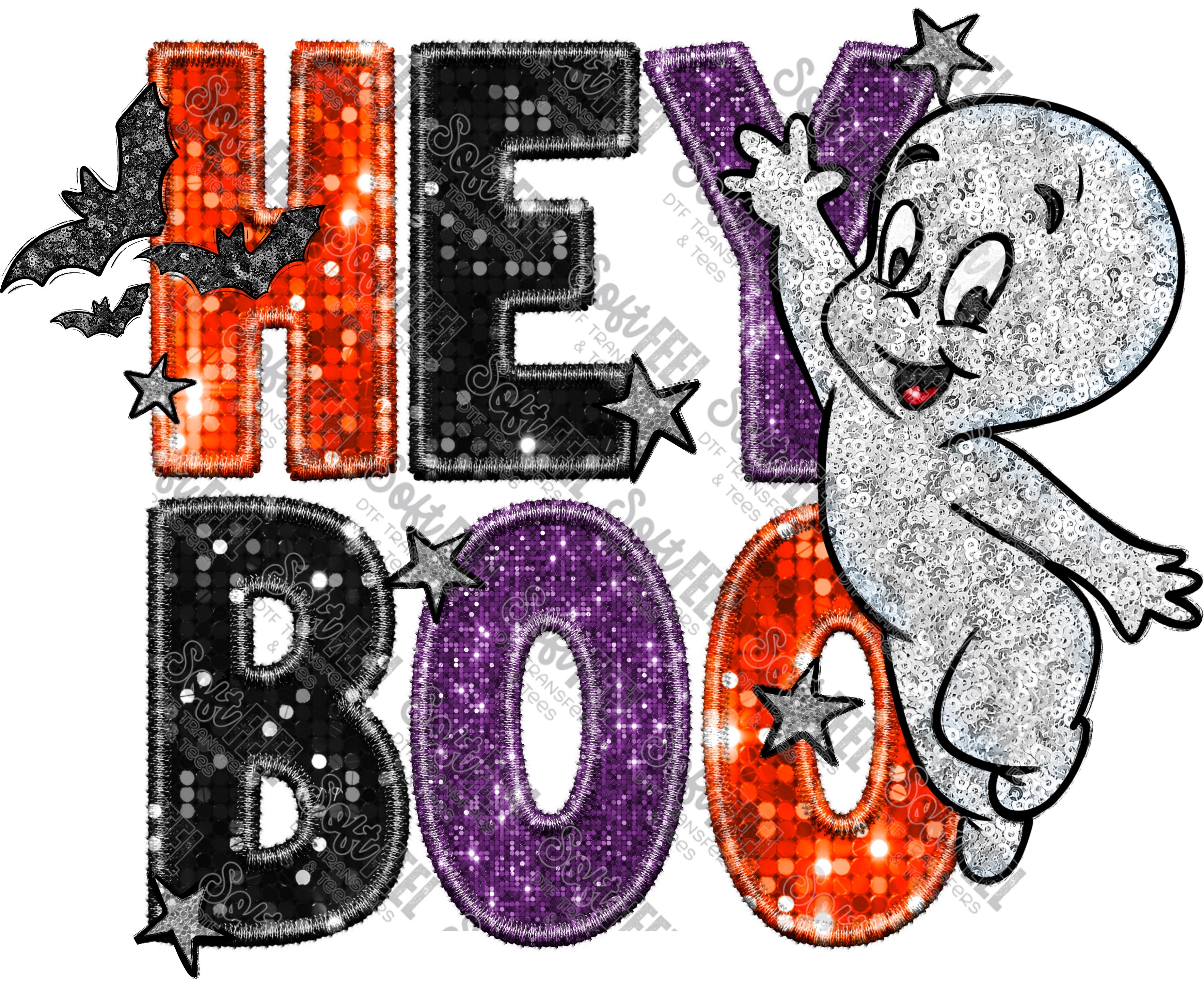 Hey Boo - Halloween - Direct To Film Transfer / DTF - Heat Press Cloth ...