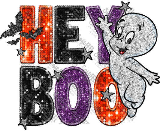 Hey Boo - Halloween - Direct To Film Transfer / DTF - Heat Press Clothing Transfer