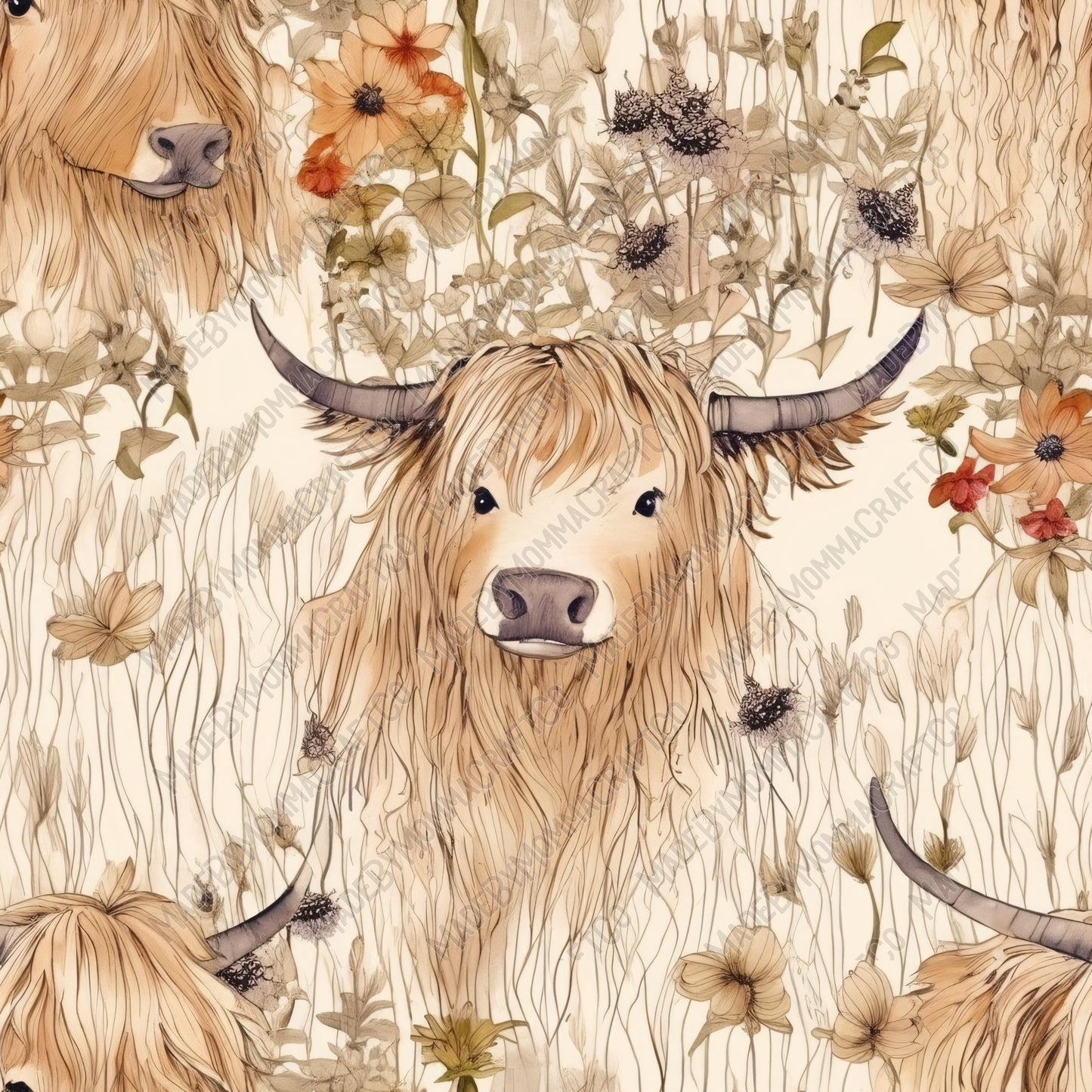 Highland Cow 123 - Vinyl Or Waterslide Seamless Wrap