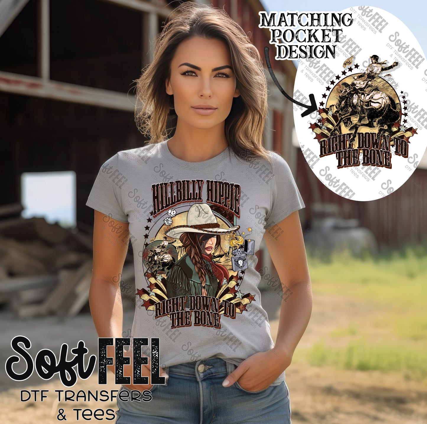 Hillbilly Hippie - Hippie / Women's / Western - Direct To Film Transfer / DTF - Heat Press Clothing Transfer