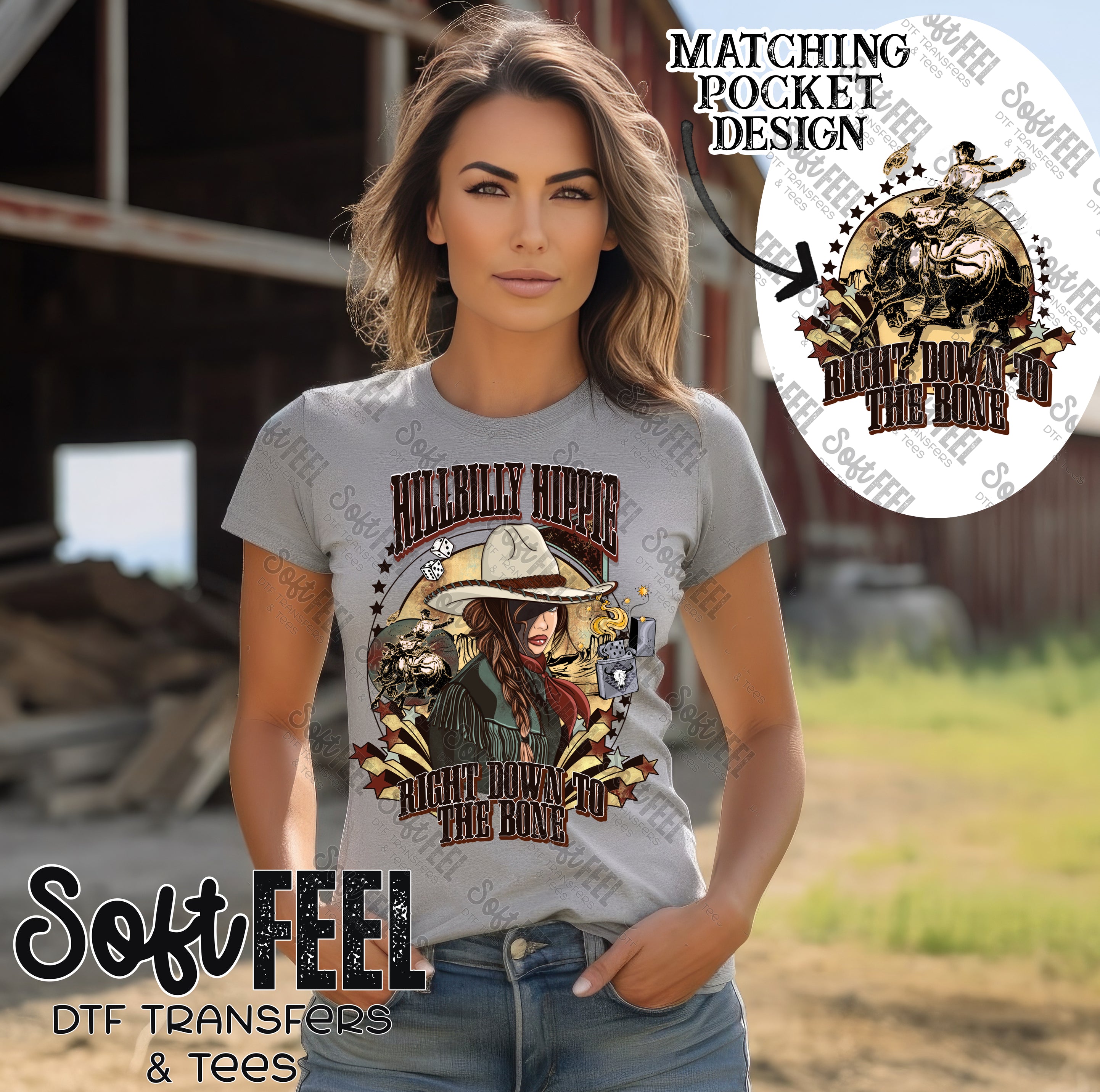 Hillbilly Hippie - Hippie / Women&#39;s / Western - Direct To Film Transfer / DTF - Heat Press Clothing Transfer