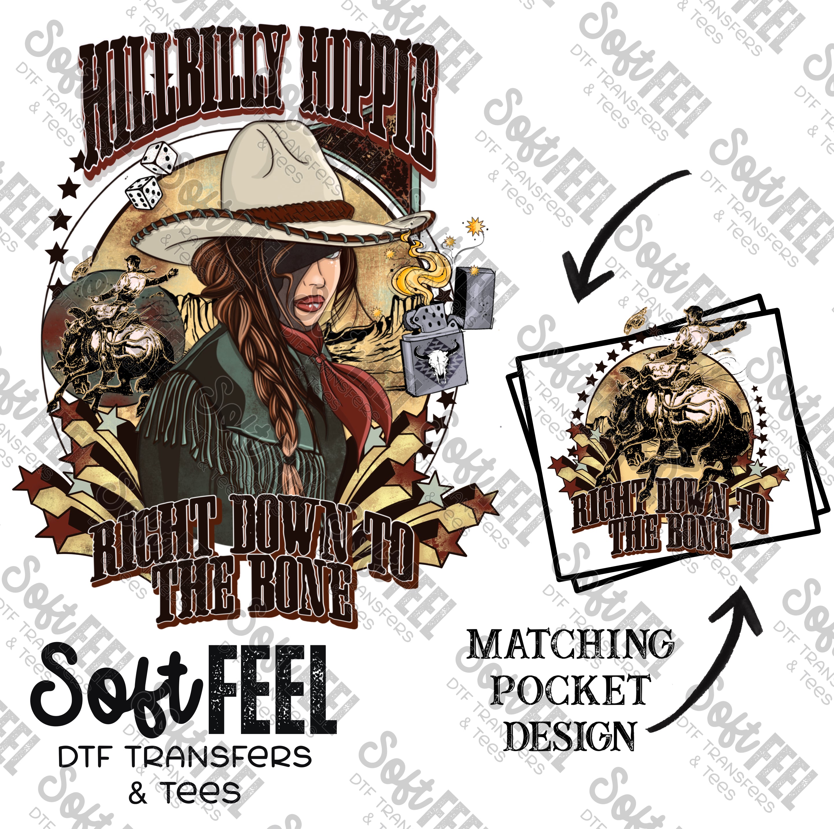 Hillbilly Hippie - Hippie / Women&#39;s / Western - Direct To Film Transfer / DTF - Heat Press Clothing Transfer