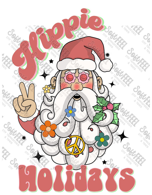 Hippie Holidays - Christmas / Retro /  Women's / Hippie Gypsy - Direct To Film Transfer / DTF - Heat Press Clothing Transfer