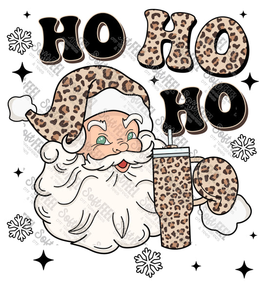 Ho Ho Ho Big Cup Leopard - Christmas - Direct To Film Transfer / DTF - Heat Press Clothing Transfer