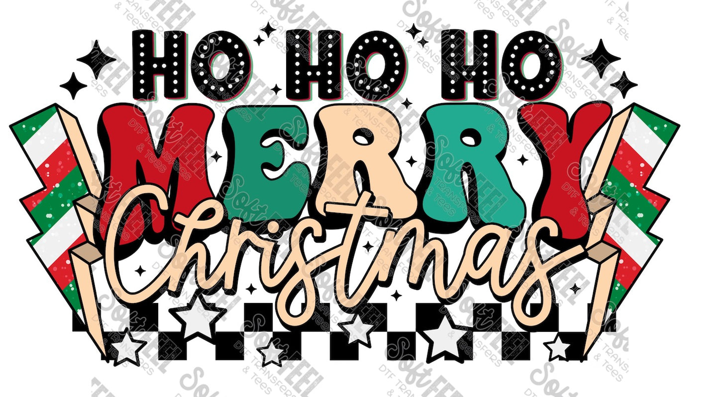 Ho Ho Ho - Christmas / Retro - Direct To Film Transfer / DTF - Heat Press Clothing Transfer