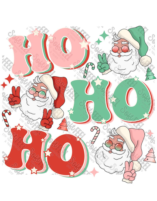 Ho Ho Ho 1 - Christmas / Retro / Women's - Direct To Film Transfer / DTF - Heat Press Clothing Transfer