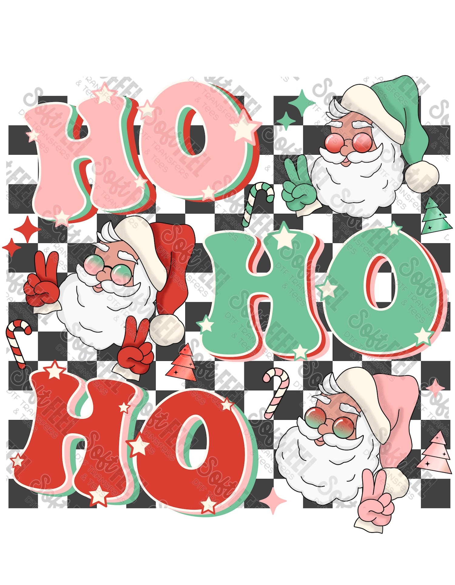 Ho Ho Ho 2 - Christmas / Retro / Women&#39;s - Direct To Film Transfer / DTF - Heat Press Clothing Transfer