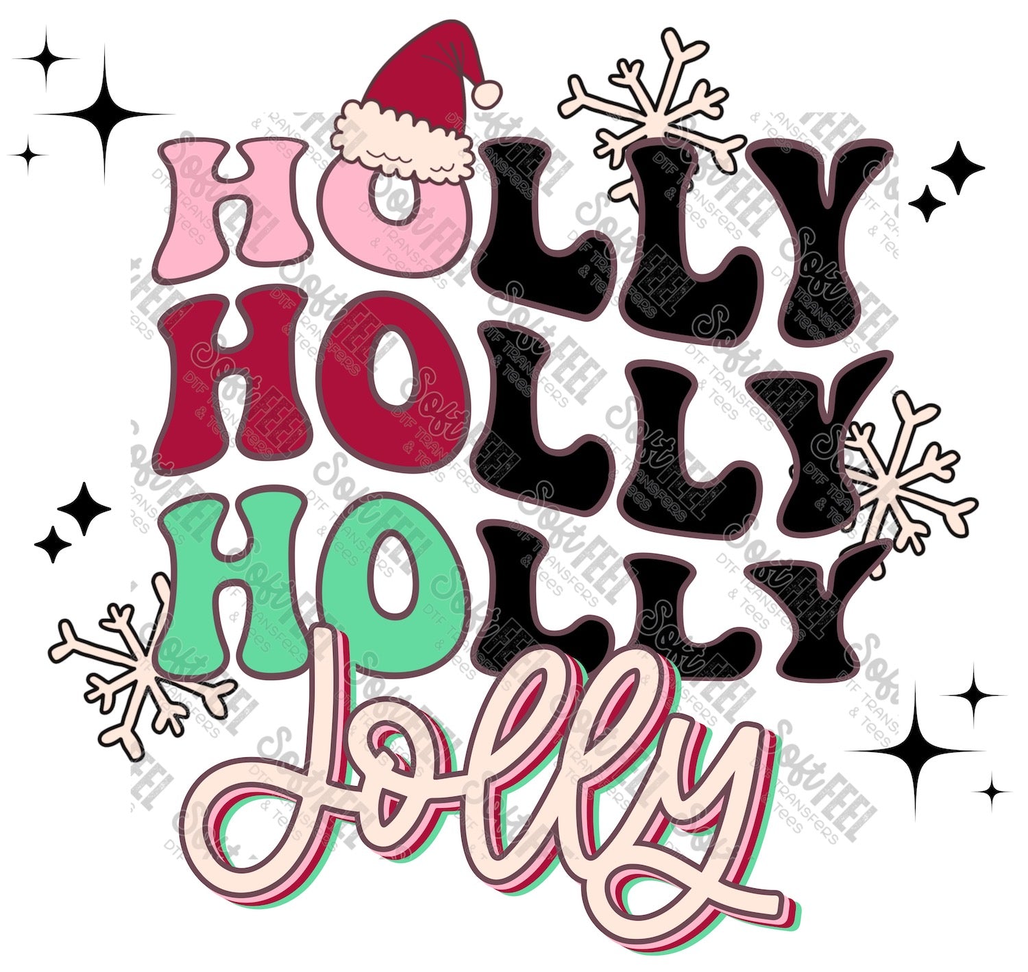 Ho Ho Ho Jolly - Christmas / Women&#39;s / Retro - Direct To Film Transfer / DTF - Heat Press Clothing Transfer