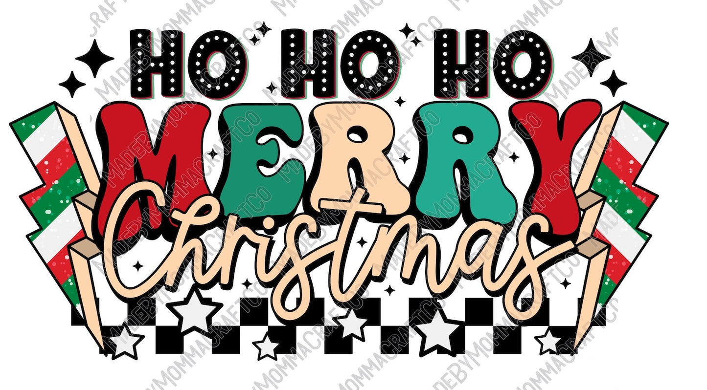 Ho Ho Ho Merry Christmas - Retro Christmas - Cheat Clear Waterslide™ or White Cast Sticker