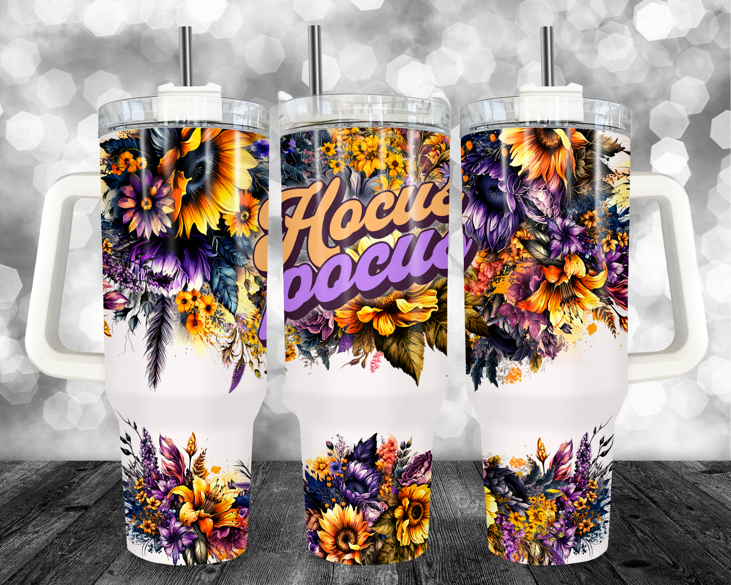 HocPoc Floral - 40oz Handle Tumbler - Sublimation or Waterslide Wrap