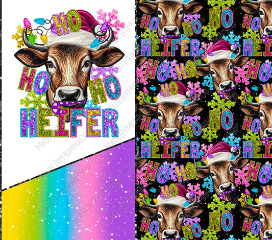 Ho Ho Ho Heifer - Sublimation or Waterslide Wrap - 20oz and 30oz