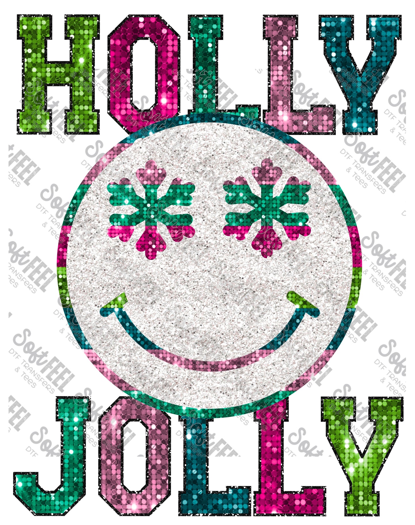 Holly Jolly - Christmas - Direct To Film Transfer / DTF - Heat Press Clothing Transfer