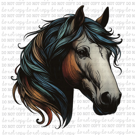 Horse Portrait - Country Western - Cheat Clear Waterslide™ or White Cast Sticker