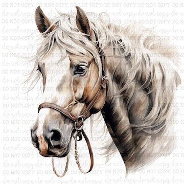 Horse Portrait 5 - Western - Cheat Clear Waterslide™ or White Cast Sticker